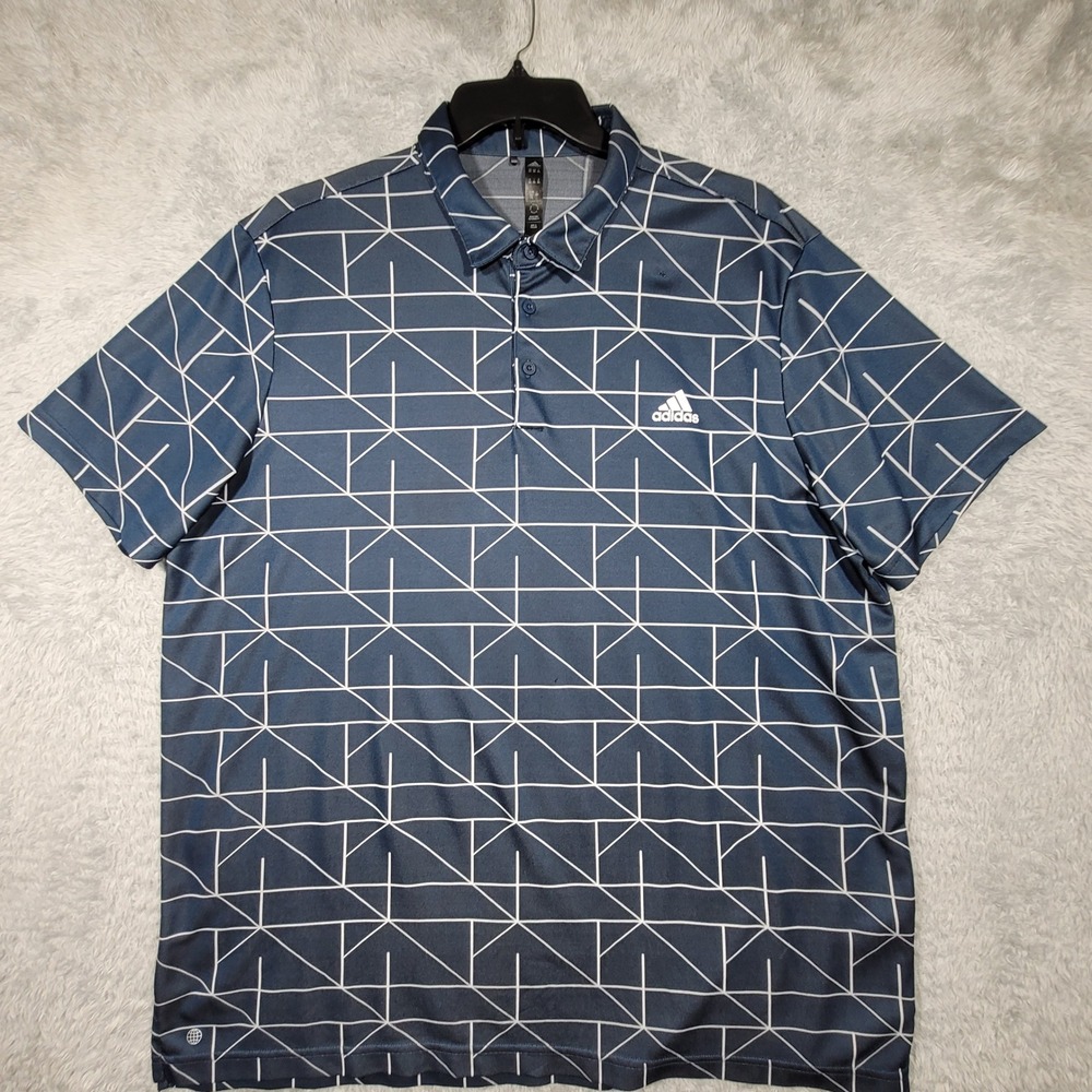 Adidas‎ Mens 2XL Geometric Print Short Sleeve Polo Shirt Golf Athleisure